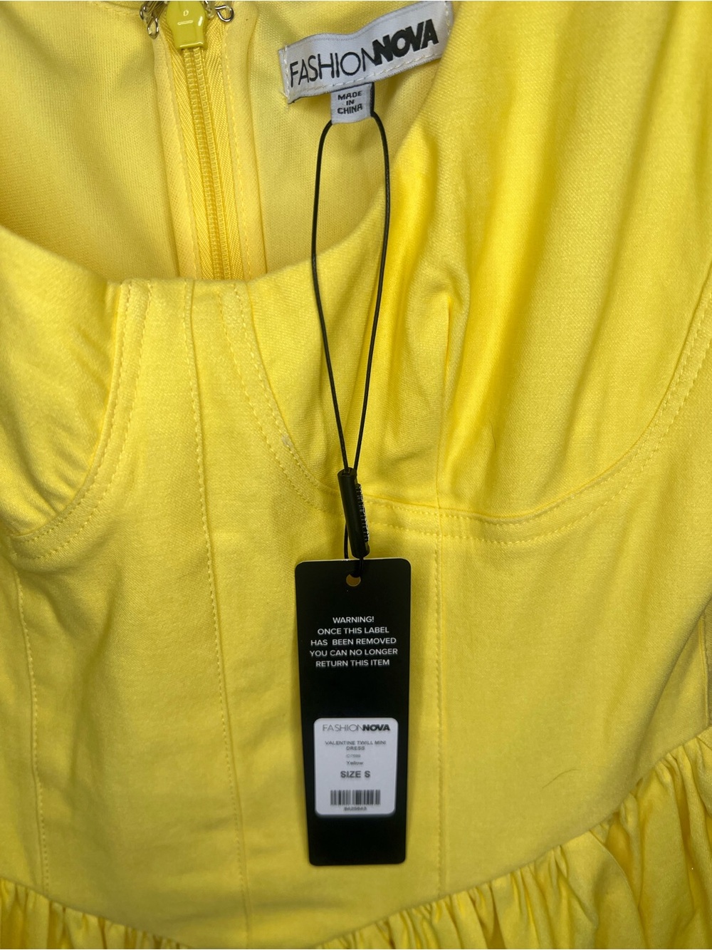 Fashion Nova Yellow Fit & Flare Mini Dress NWT Sleeveless Structured Bust - Picture 5 of 5